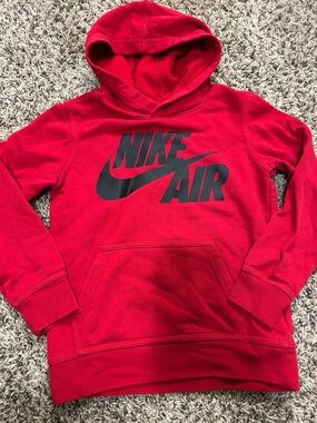 Nike Red Kids Hoodie with Black Nike Air Logo
